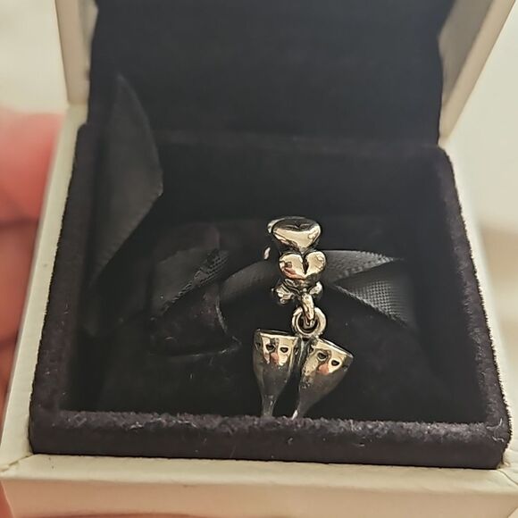 Pandora Authentic Dangle Champagne Heart Charm Silver - Picture 13 of 16